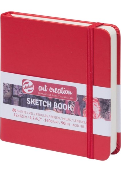 Sketchbook Sert Kapak Eskiz Çizim Defteri 12 x 12 cm 140 gr 80 Yaprak Kırmızı