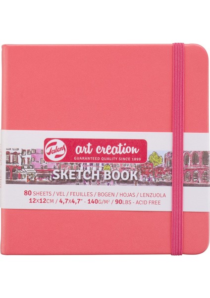 Sketchbook Sert Kapak Eskiz Çizim Defteri 12 x 12 cm 140 gr 80 Yaprak Pastel Coral