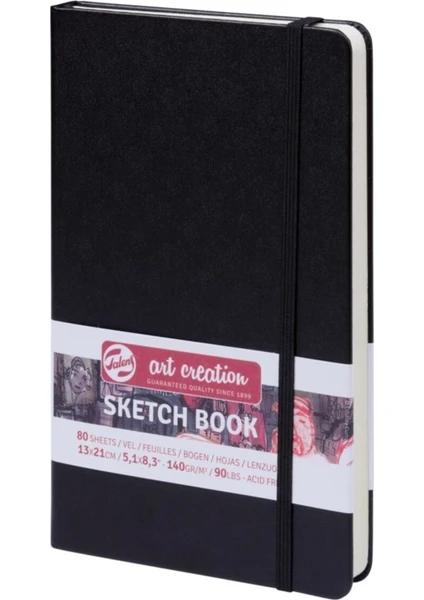 Sketchbook Sert Kapak Eskiz Çizim Defteri 13 x 21 cm A5 140 gr 80 Yaprak Siyah