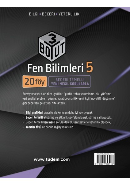 Tudem Yayınları 5. Sınıf Fen Bilimleri 3 Boyut Föy