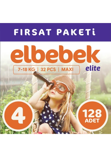 Elbebek Elite Bebek Bezi 4 Numara Maxi 128 Adet