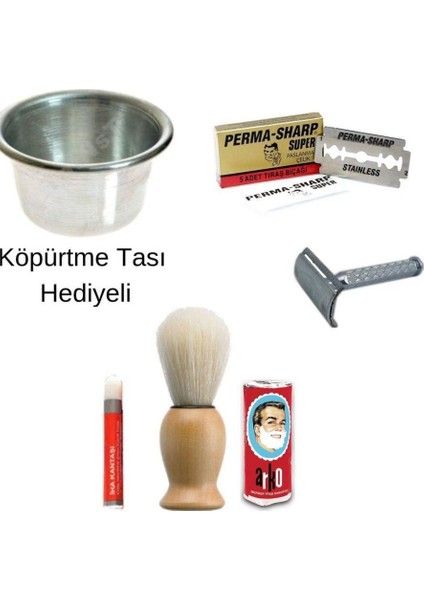 6 Parça Sakal Tıraş Seti + Köpük Tası