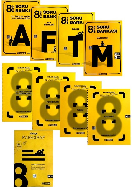 8. Sınıf 5'li Soru Bankası-4'lü Defter Seti(9 Kitap)