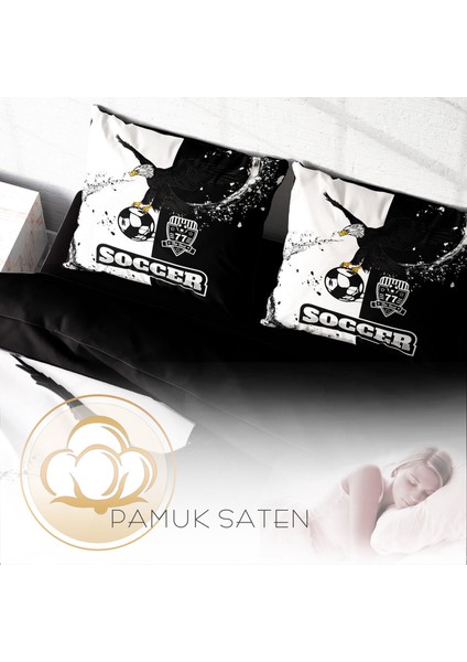 Black & White 3D Pamuk Saten Çift Kişilik Nevresim Takım
