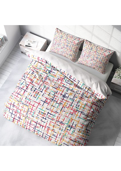 Colorful 3D Pamuk Saten Çift Kişilik Nevresim Takımı