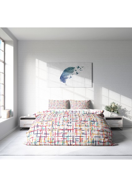 Colorful 3D Pamuk Saten Çift Kişilik Nevresim Takımı