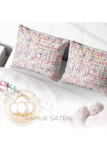 Colorful 3D Pamuk Saten Çift Kişilik Nevresim Takımı