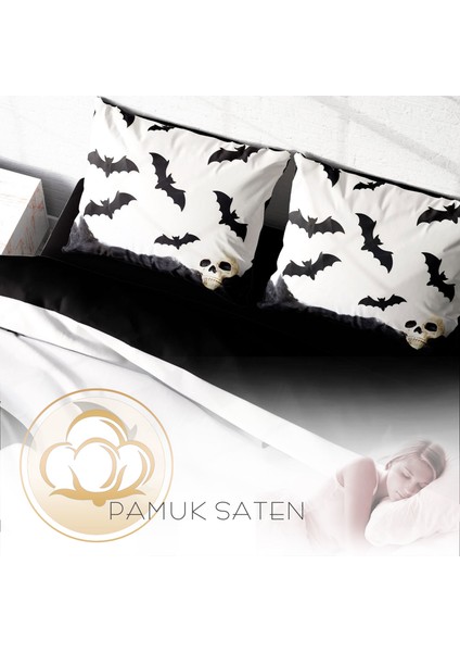 Yarasa 3D Pamuk Saten Çift Kişilik Nevresim Takımı