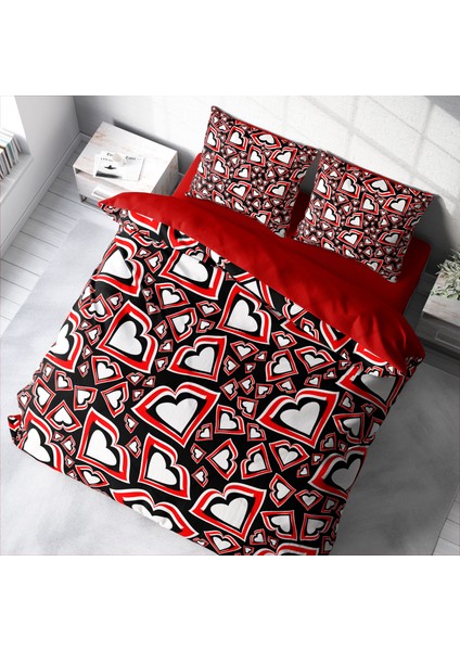 Heart Lips 3D Pamuk Saten Çift Kişilik Nevresim Takımı