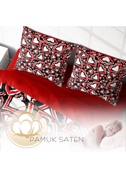 Heart Lips 3D Pamuk Saten Çift Kişilik Nevresim Takımı