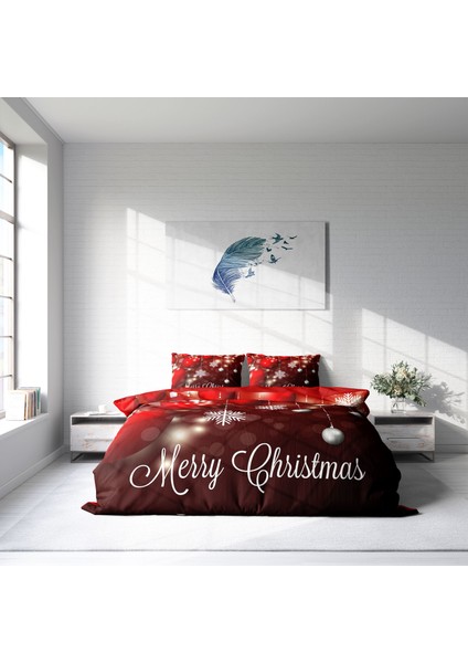 NY Flake 3D Pamuk Saten Çift Kişilik Nevresim Takımı