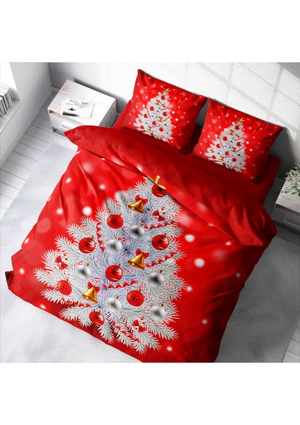NY Pine 3D Pamuk Saten Çift Kişilik Nevresim Takımı