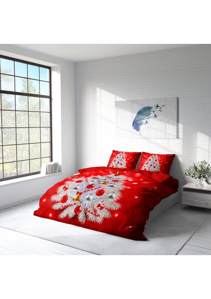 NY Pine 3D Pamuk Saten Çift Kişilik Nevresim Takımı