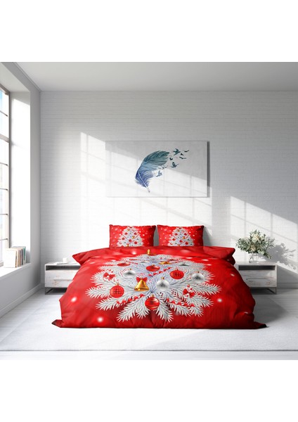 NY Pine 3D Pamuk Saten Çift Kişilik Nevresim Takımı