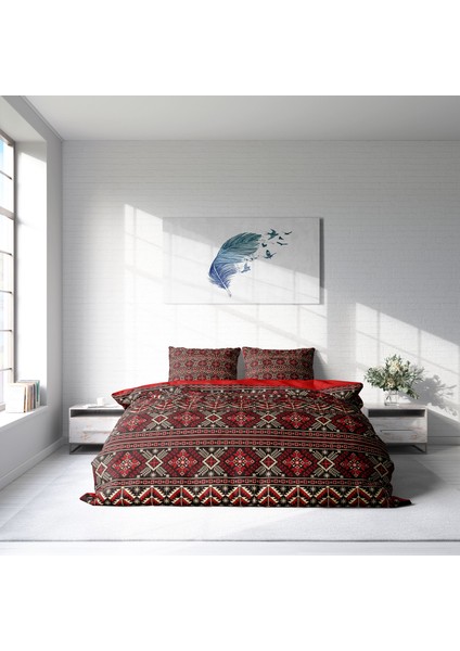 Old Design 3D Pamuk Saten Çift Kişilik Nevresim Takımı