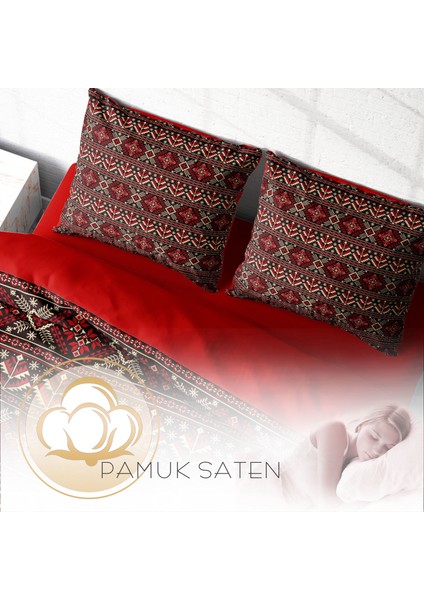 Old Design 3D Pamuk Saten Çift Kişilik Nevresim Takımı