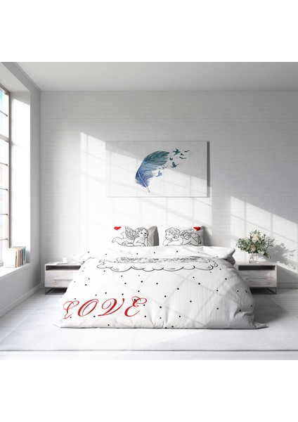 Angel 3D Pamuk Saten Çift Kişilik Nevresim Takımı modelleri