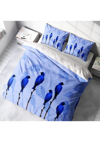 BlueBird 3D Pamuk Saten Çift Kişilik Nevresim Takımı