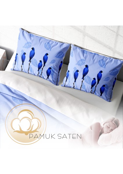 BlueBird 3D Pamuk Saten Çift Kişilik Nevresim Takımı