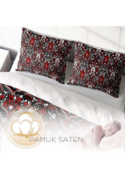 Damask 3D Pamuk Saten Çift Kişilik Nevresim Takımı