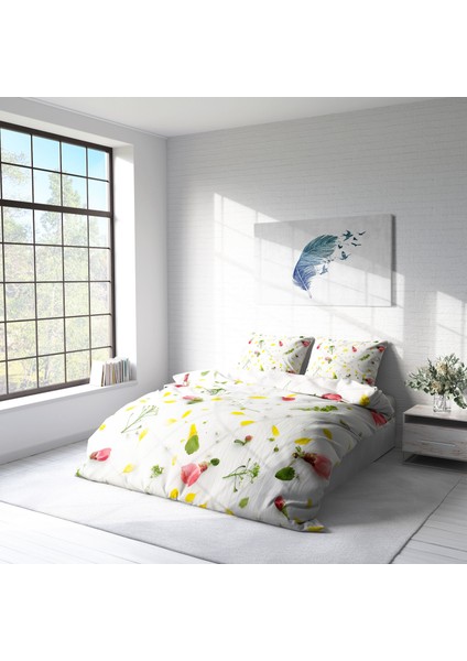 Garden 3D Pamuk Saten Çift Kişilik Nevresim Takımı