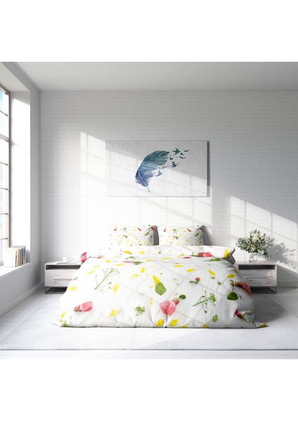 Garden 3D Pamuk Saten Çift Kişilik Nevresim Takımı
