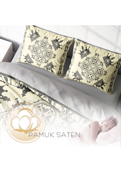 King Royal 3D Pamuk Saten Çift Kişilik Nevresim Takımı