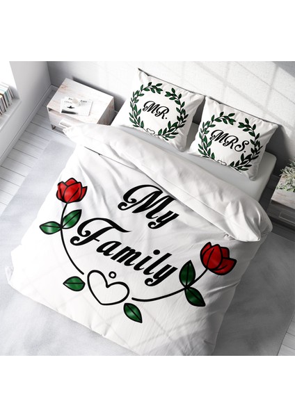 My Family 3D Pamuk Saten Çift Kişilik Nevresim Takım