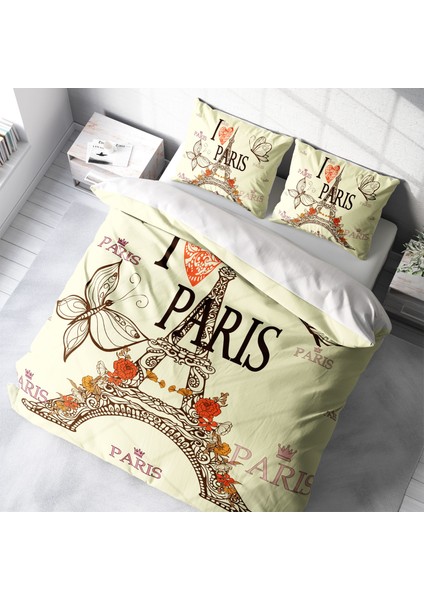 Paris 3D Pamuk Saten Çift Kişilik Nevresim Takımı