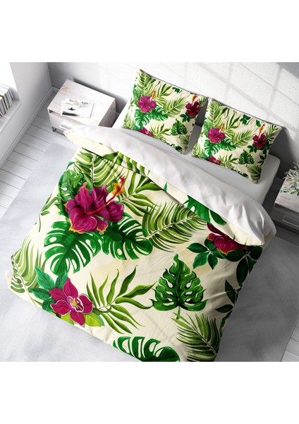 Green 3D Pamuk Saten Çift Kişilik Nevresim Takımı