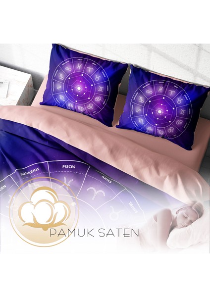 Astroloji 3D Pamuk Saten Çift Kişilik Nevresim Takımı