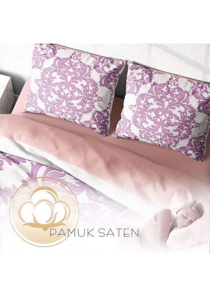 Pink Damask 3D Pamuk Saten Çift Kişilik Nevresim Takımı fırsatları