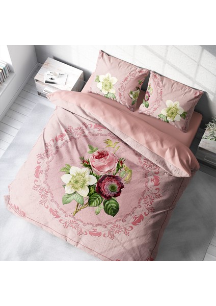 Damask Rose 3D Pamuk Saten Çift Kişilik Nevresim Takımı