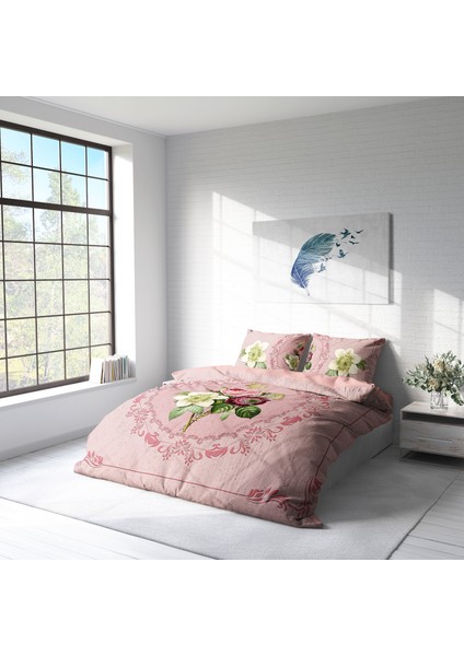 Damask Rose 3D Pamuk Saten Çift Kişilik Nevresim Takımı