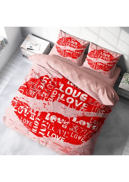 Love I 3D Pamuk Saten Çift Kişilik Nevresim Takımı