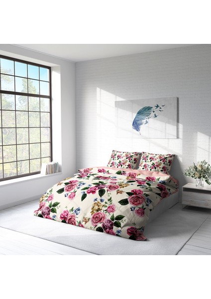 PinkRose 3D Pamuk Saten Çift Kişilik Nevresim Takımı