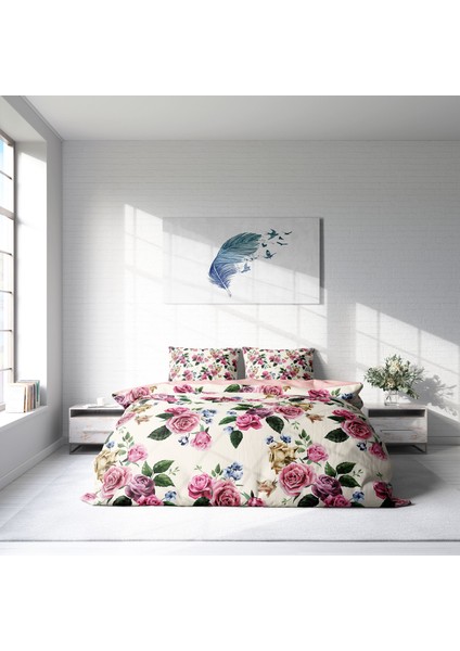 PinkRose 3D Pamuk Saten Çift Kişilik Nevresim Takımı