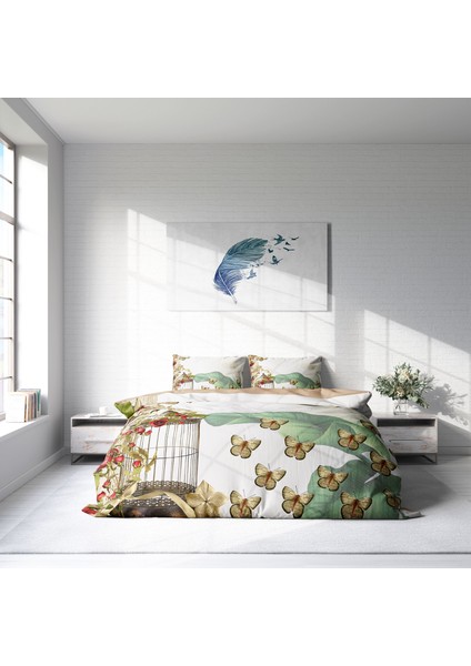 Butterflys 3D Pamuk Saten Çift Kişilik Nevresim Takımı modelleri