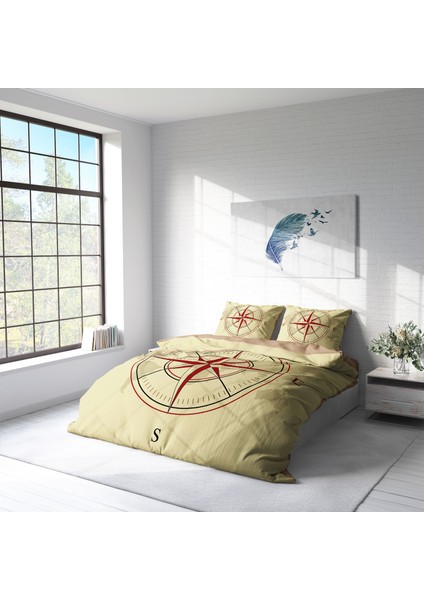 Compass 3D Pamuk Saten Çift Kişilik Nevresim Takımı