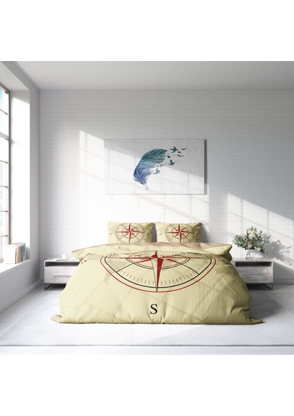 Compass 3D Pamuk Saten Çift Kişilik Nevresim Takımı