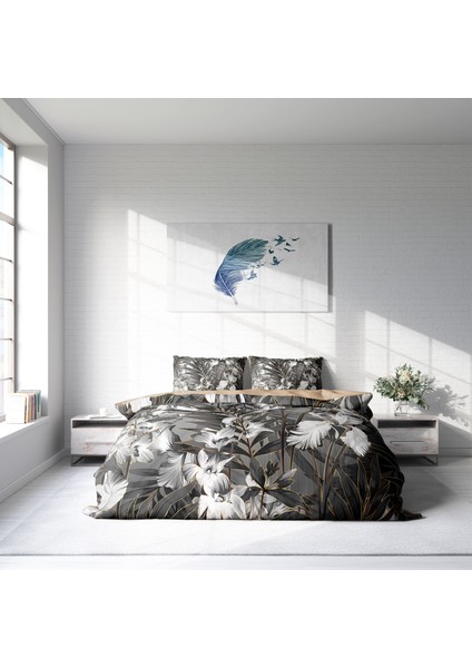 Gray Casual 3D Pamuk Saten Çift Kişilik Nevresim Takımı modelleri