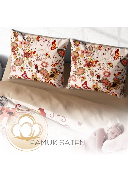 Indiano 3D Pamuk Saten Çift Kişilik Nevresim Takımı