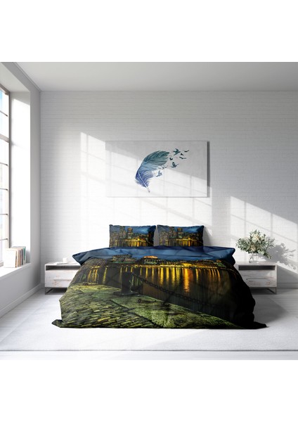 Dark City 3D Pamuk Saten Çift Kişilik Nevresim Takımı modelleri