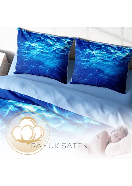 Middle Sea 3D Pamuk Saten Çift Kişilik Nevresim Takımı