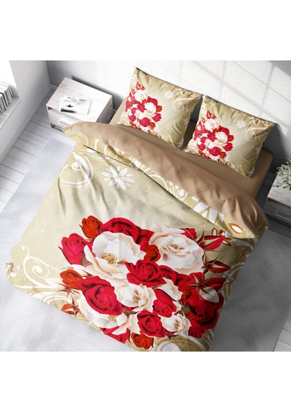 Rose1007 3D Pamuk Saten Çift Kişilik Nevresim Takımı