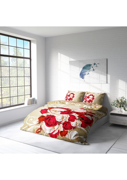 Rose1007 3D Pamuk Saten Çift Kişilik Nevresim Takımı