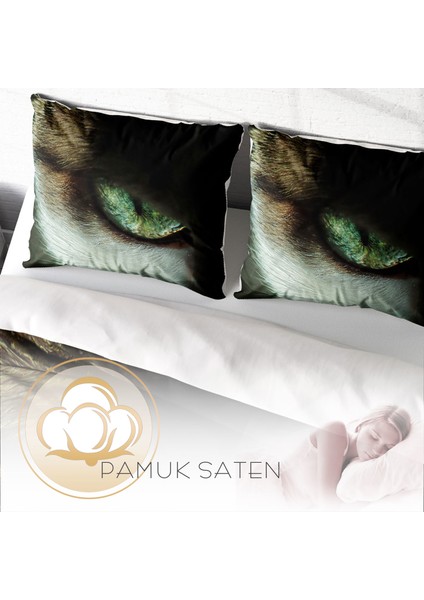 CatEye 3D Pamuk Saten Çift Kişilik Nevresim Takımı