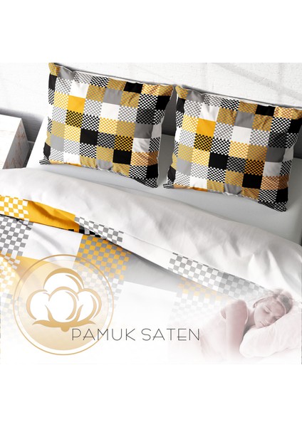 Checkers 3D Pamuk Saten Çift Kişilik Nevresim Takımı