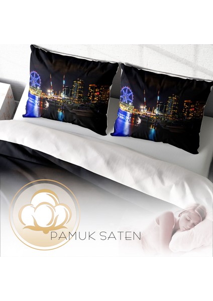Harbor 3D Pamuk Saten Çift Kişilik Nevresim Takımı