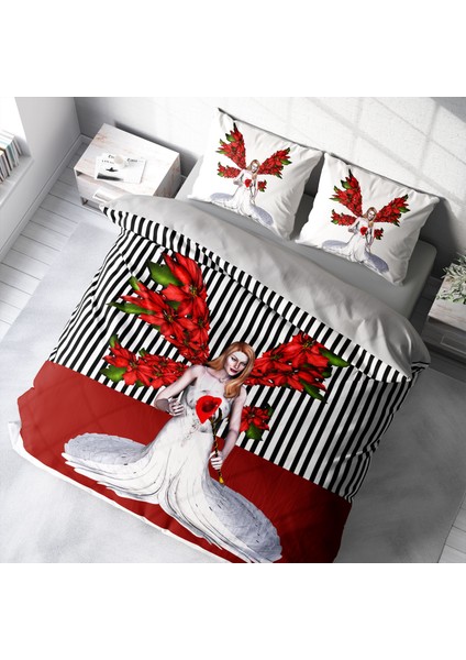 Angel Fail 3D Pamuk Saten Çift Kişilik Nevresim Takımı